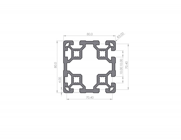 Aluminum profile 80x80 groove 10 B-type 2N